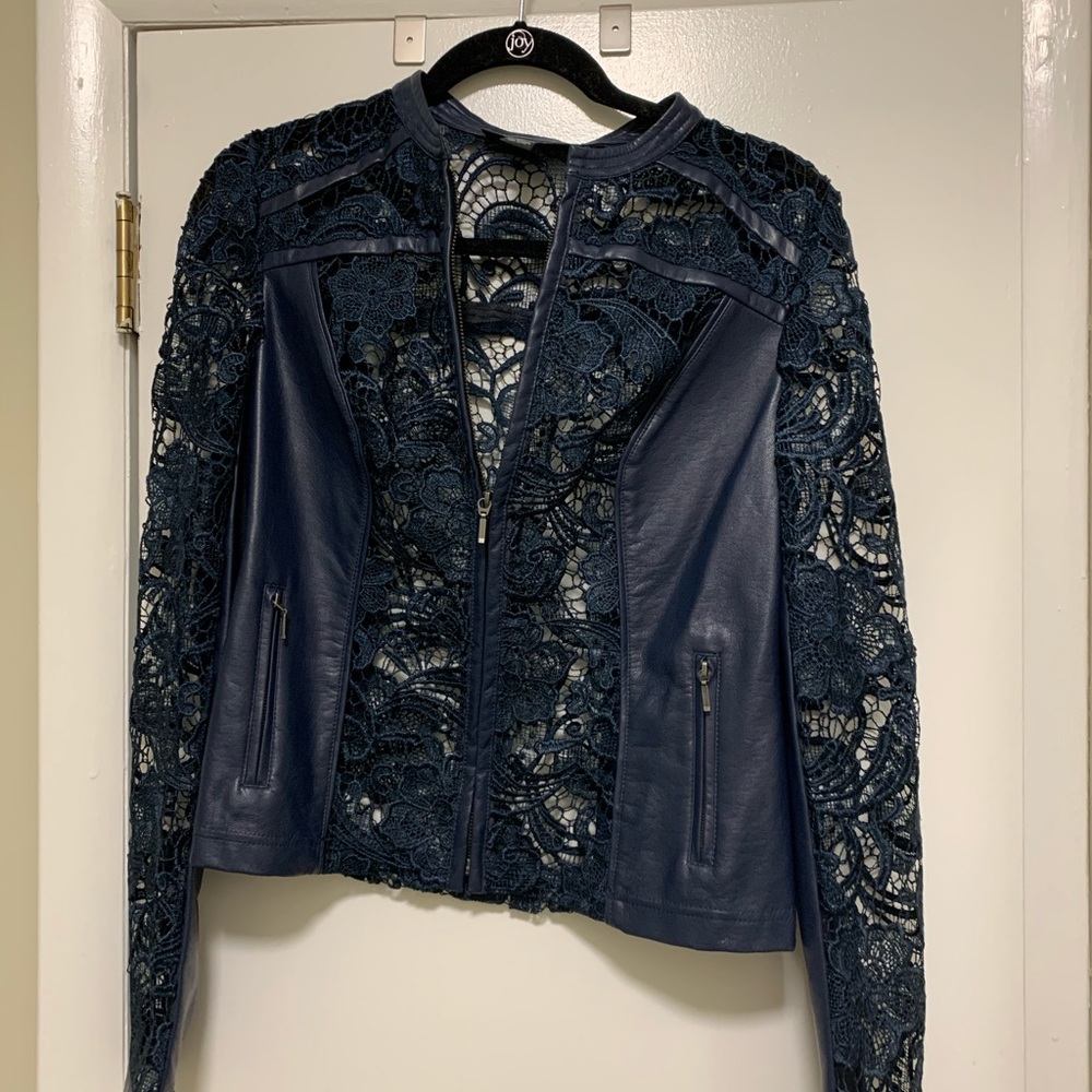 Blue lace / leather Jacket